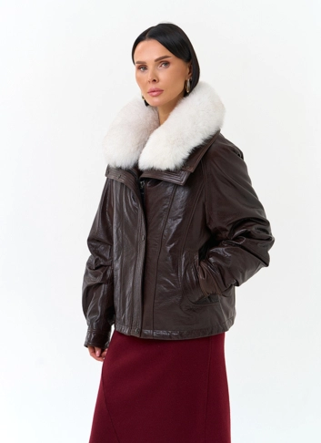 Укороченный пуховик из натуральной кожи Укороченный пуховик из натуральной кожи фото
