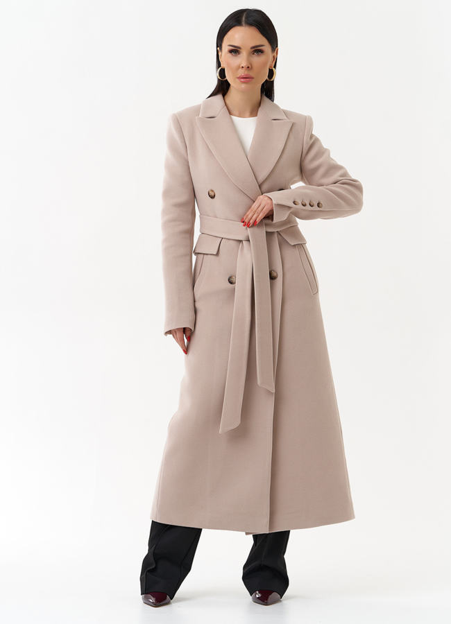Длинное женское пальто с английским воротником модель № 29897 в рассрочку