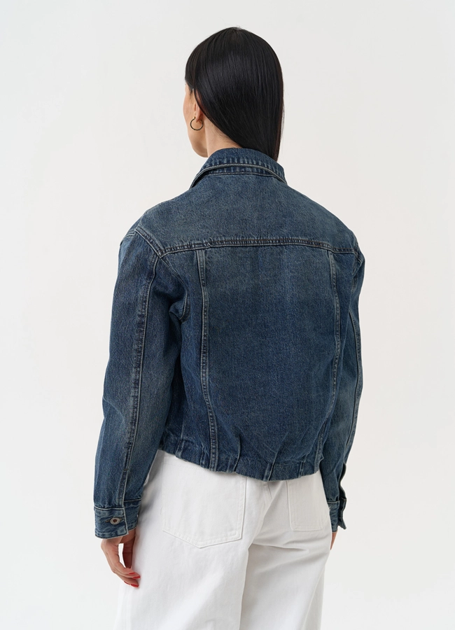 фото Женская джинсовая куртка синего цвета модель № 30416 фото