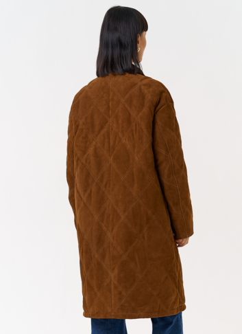 Женский пуховик из натуральной замши 