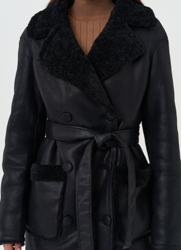 Женская двухсторонняя дубленка из эко кожи