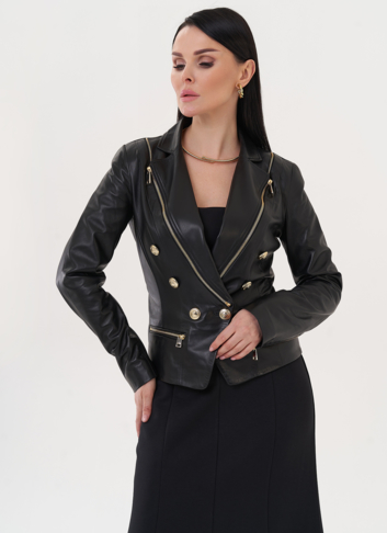 Куртка из натуральной кожи с акцентными пуговицами
