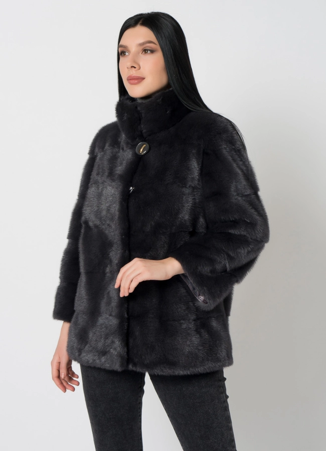 Куртка из норки в сером цвете модель № 34243 универмаг малина фото