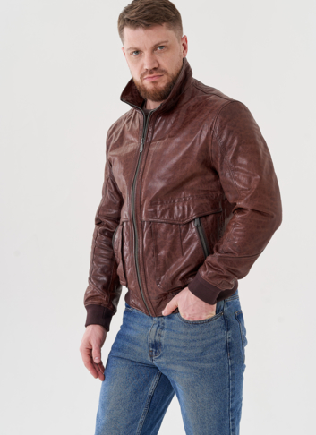 Куртка бомбер из натуральной кожи 