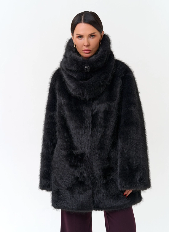 Женское пальто из эко меха фото