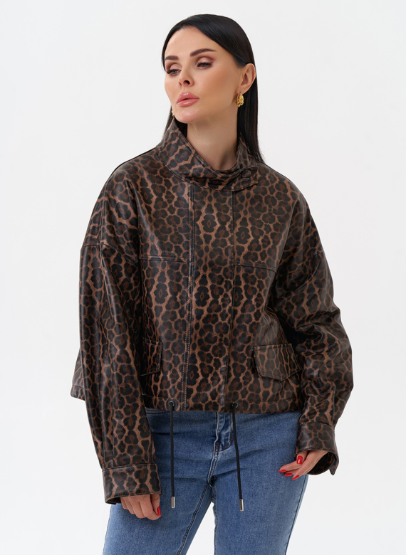 Леопардовая кожаная куртка