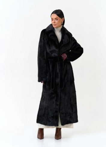 Удлиненная шуба из меха норки фото