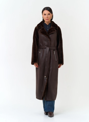 Женская дубленка из эко замши