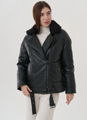Косуха утепленная из экокожи с отделкой из экомеха Косуха утепленная из экокожи с отделкой из экомеха
