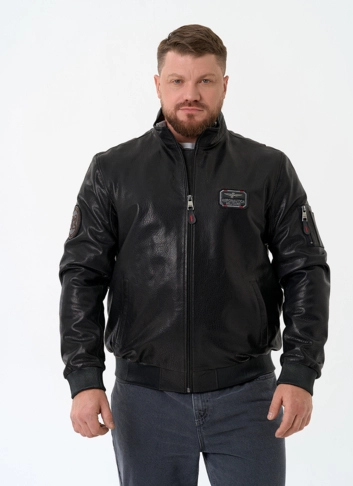 Мужская куртка бомбер из натуральной кожи фото
