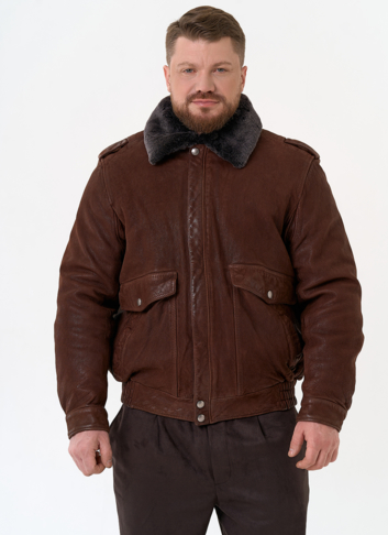 Куртка пилот из натуральной кожи с отделкой из овчины