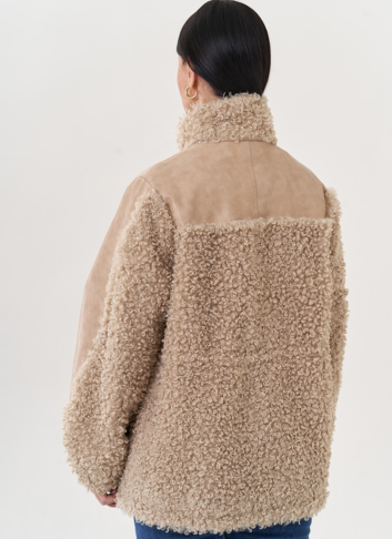 Комбинированный жакет из эко кожи