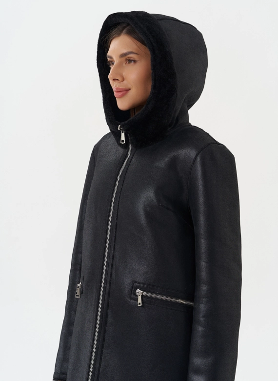 Двухсторонняя дубленка из эко кожи
