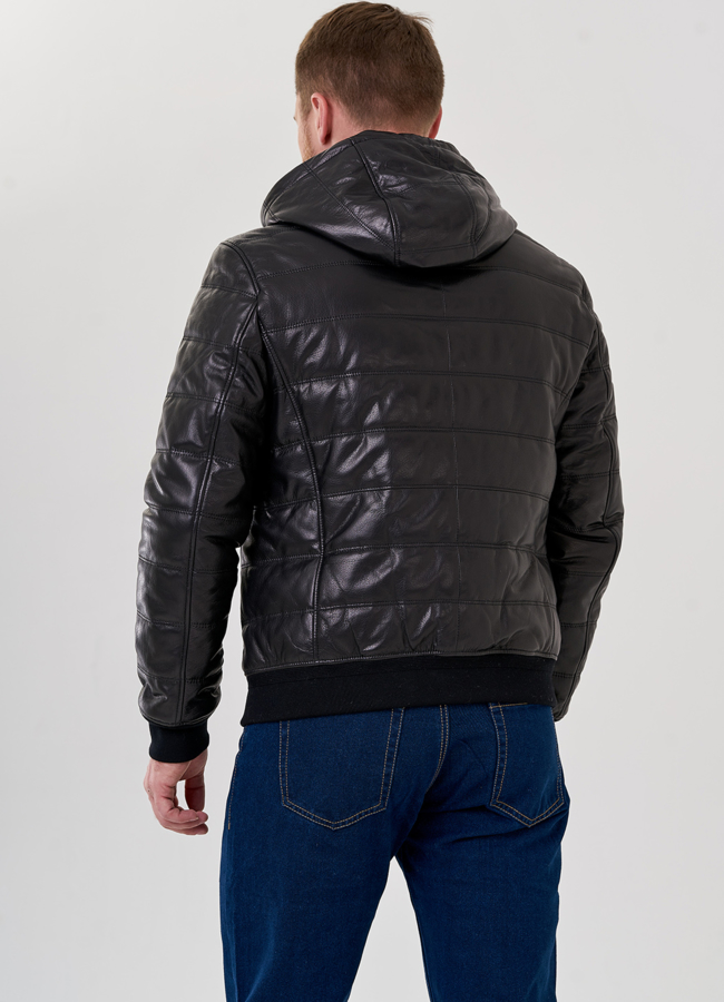 Куртка бомбер черного цвета с капюшоном  модель № 22034, 24372 универмаг малина