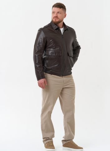 Мужская куртка из натуральной кожи коричневого цвета